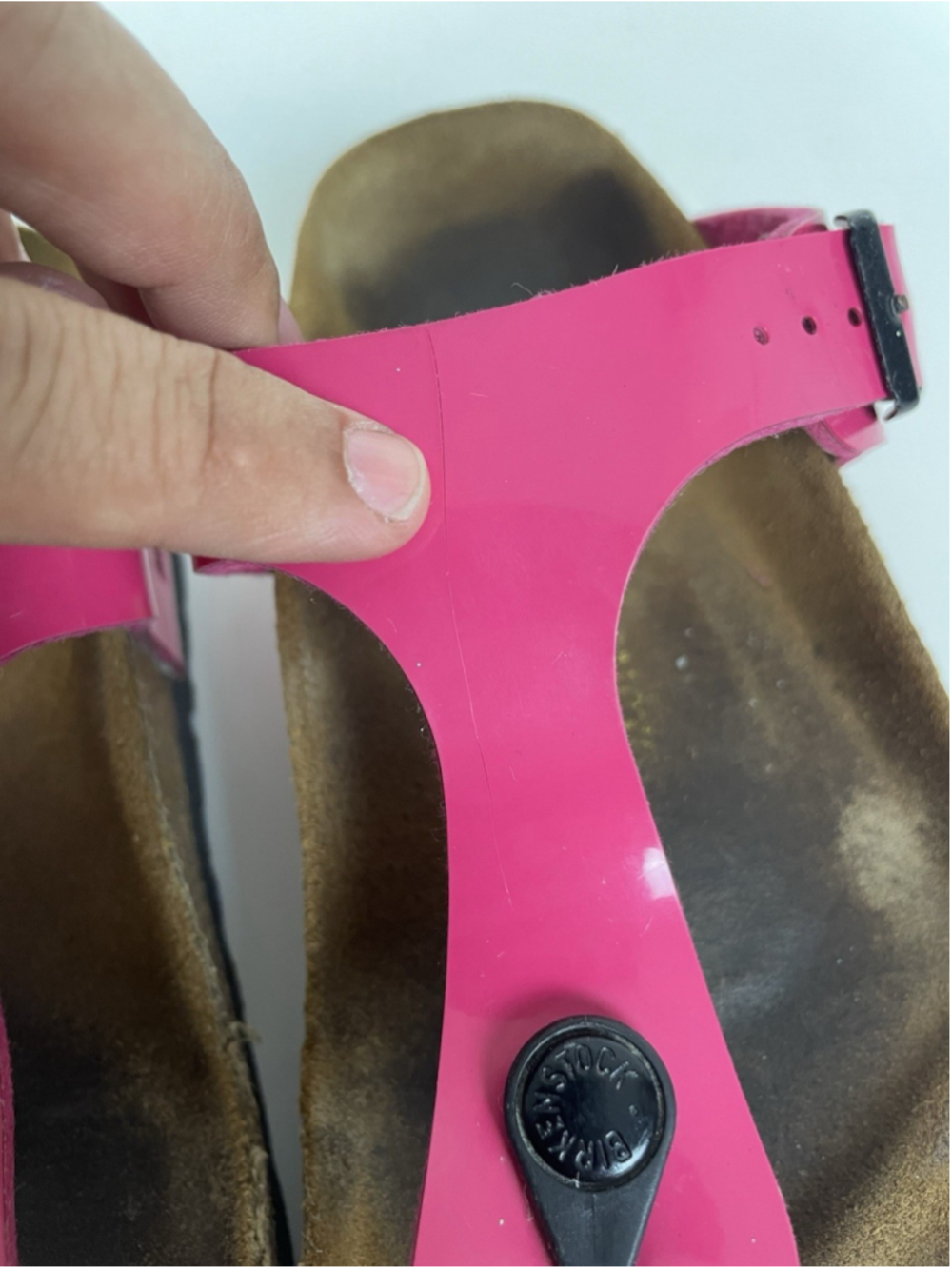 Birkenstock Gizeh Sandals Womens 37 Glossy Patent Pink Leather Fuchsia Tulip - Picture 12 of 12